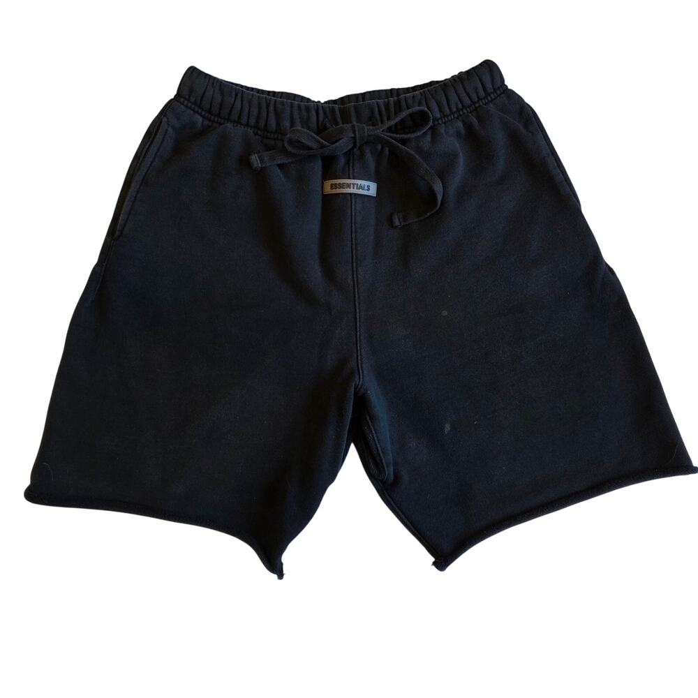 Fear of God Essentials Sweat Shorts Black Raw Hem Fleece Size XL Streetwear